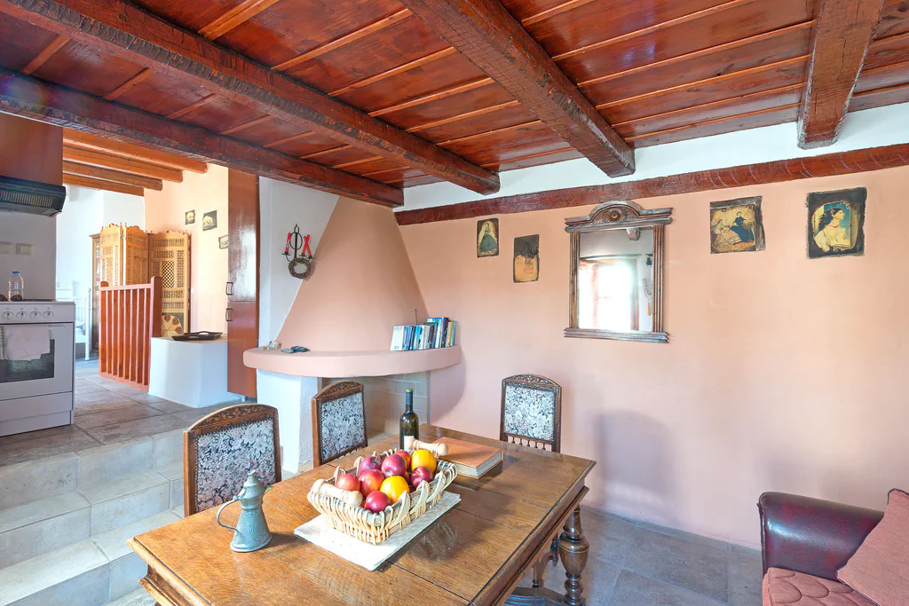 Almond Tree Villa upper living room fireplace